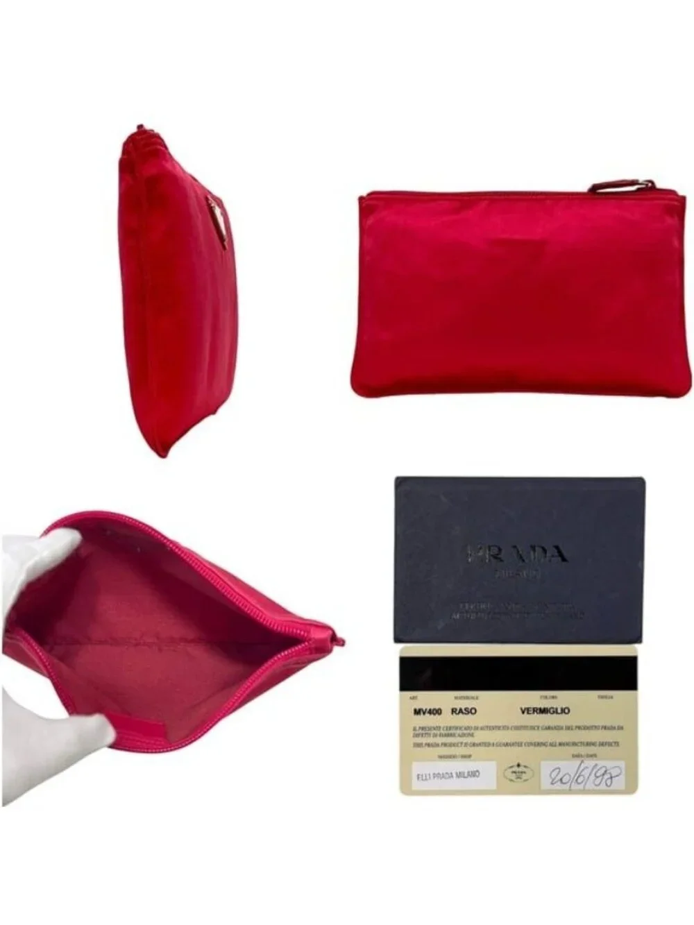 Prada Pouch Case 59 Satin Raso Vermiglio Shocking Pink